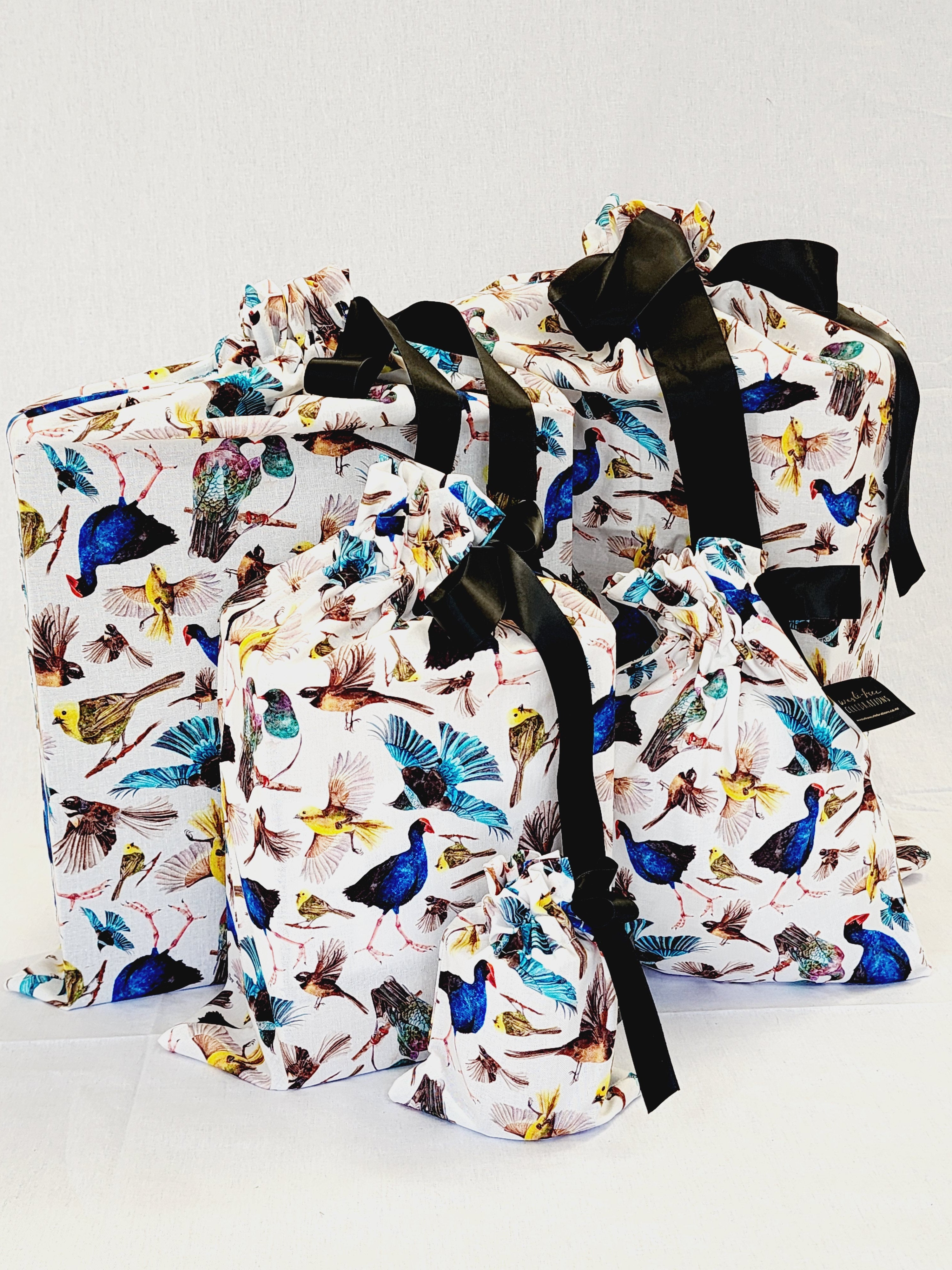 NZ Birds Set of 5 NZ Made Cotton Gift Bag