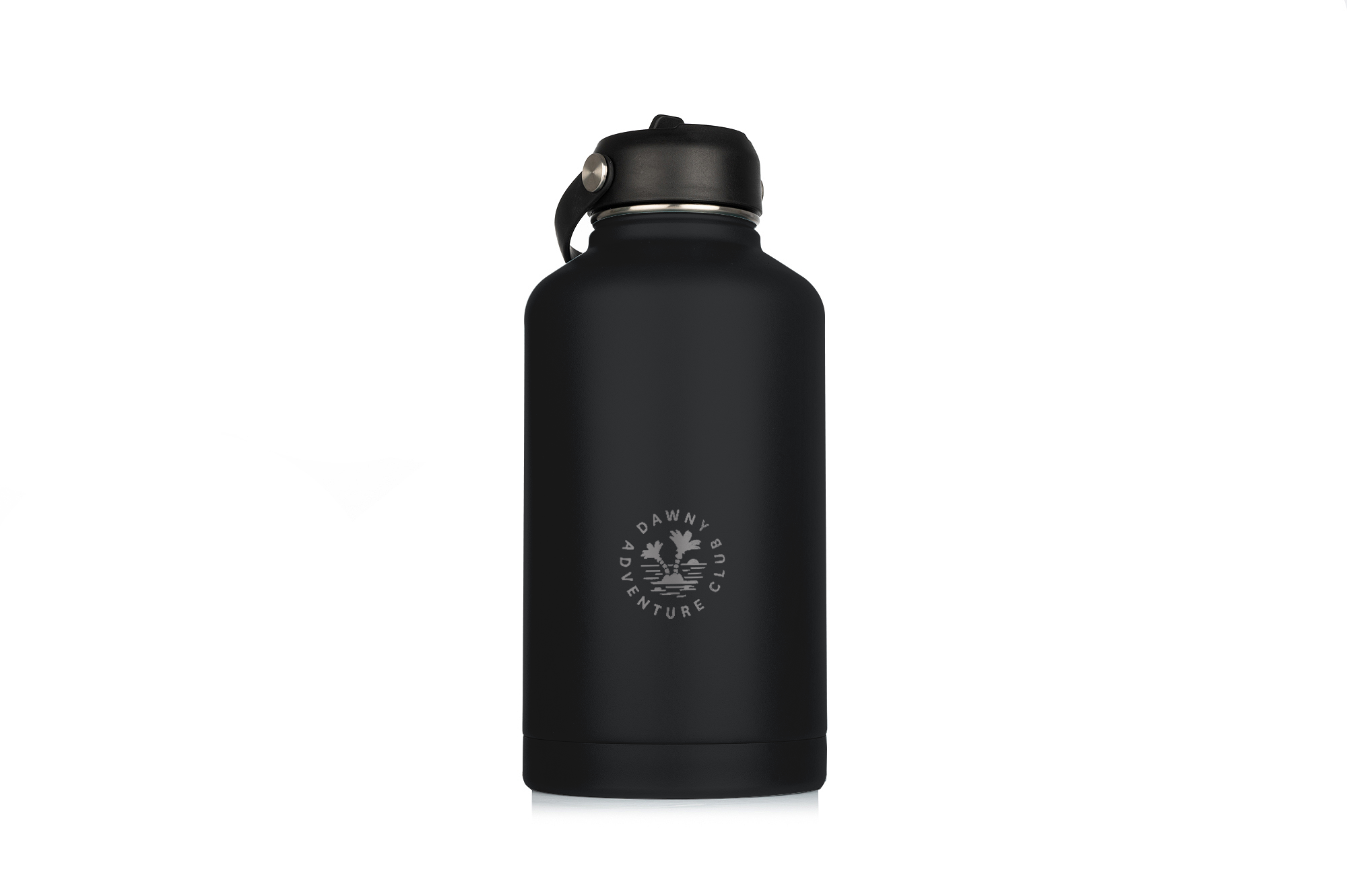 Dawny Adventure Club Insulated Drink Bottles - Black - Black 1.9L
