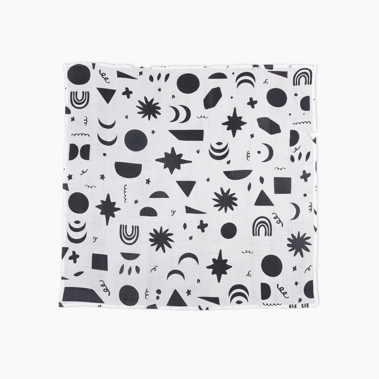 Organic Muslin Wrap - Charcoal Shapes