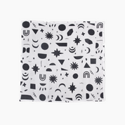 Organic Muslin Wrap - Charcoal Shapes