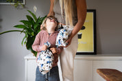 Little boy and Mum holding Reusable Gift Bags