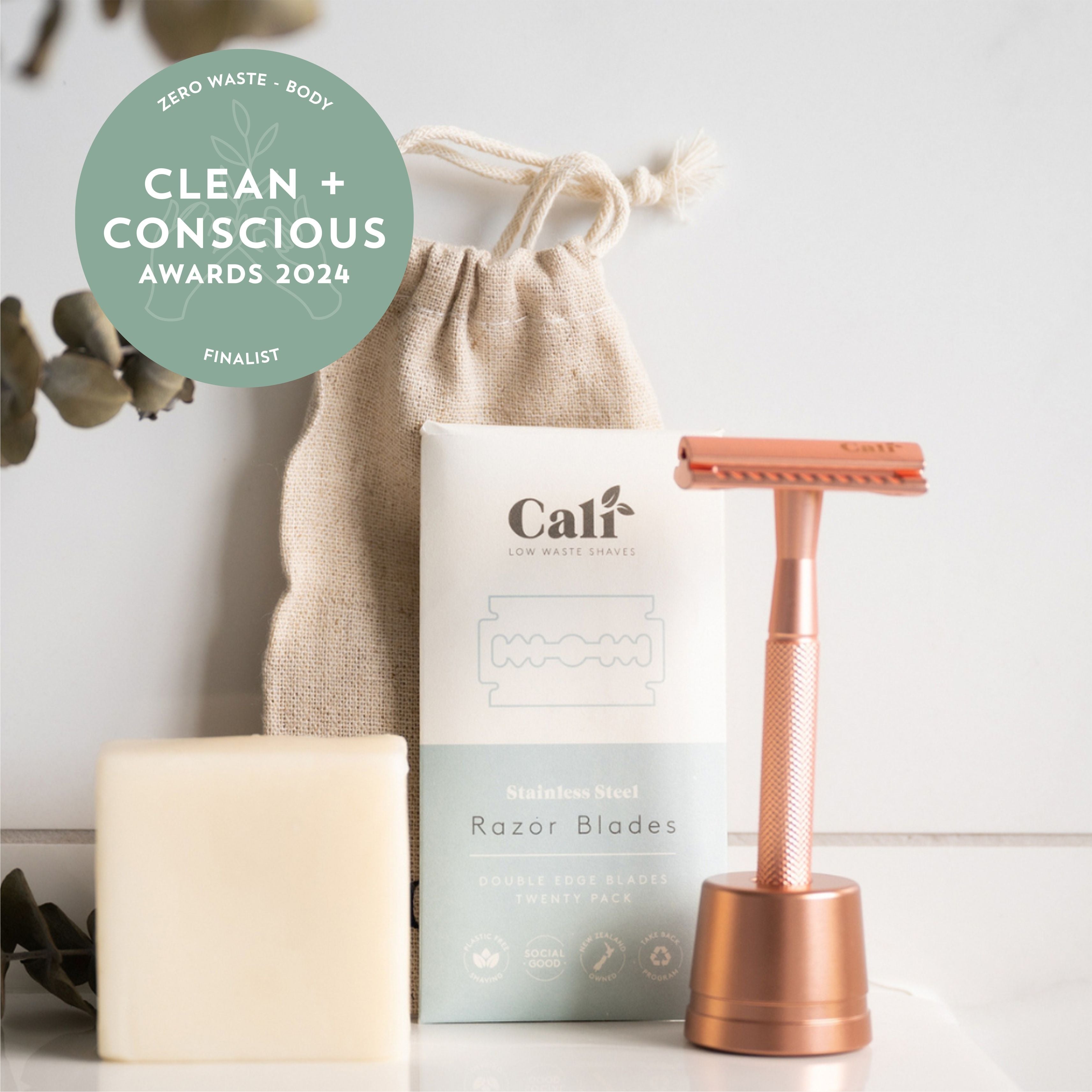 Low-Waste Shave Kit with Razor Stand - Copper - Long Handle Copper
