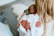 Organic Muslin Wrap - Charcoal Shapes